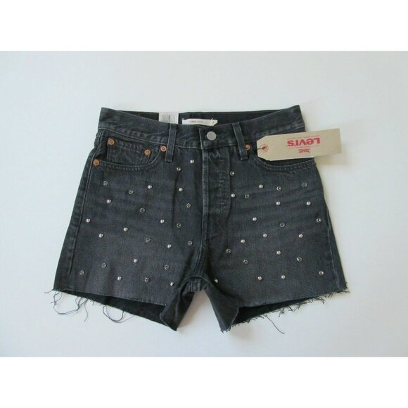 NWT Levis' Wedgie Short in Bling Bling Black Gray Rhinestone Studded Shorts - Picture 2 of 11